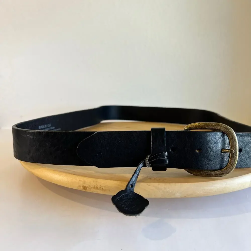 USA Justin Boots Black Top Grain Italian Calfskin Genuine Leather Belt Size XXL